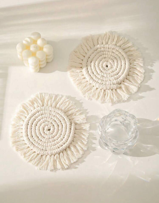 6pcs Set Beige Macrame Coasters