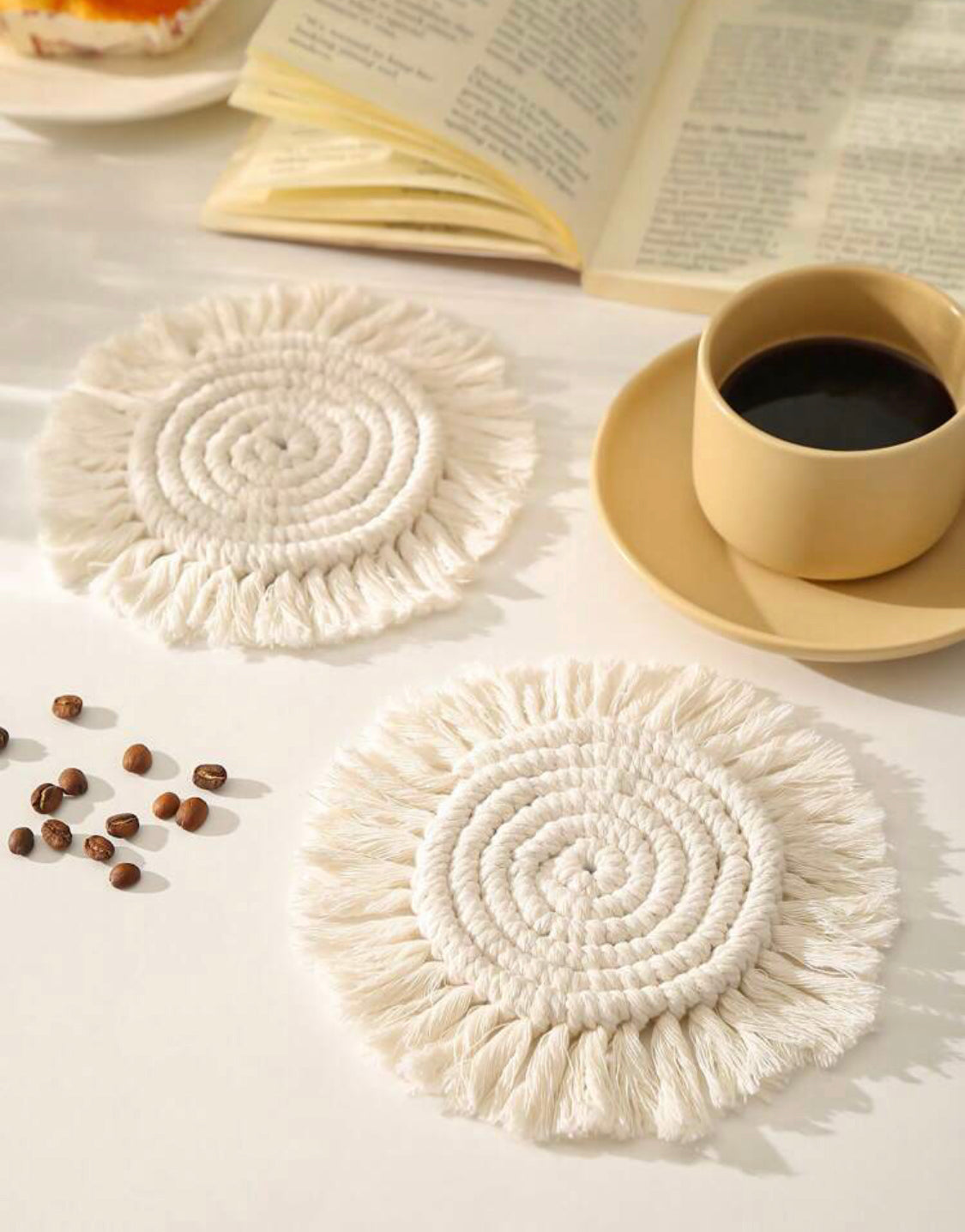 6pcs Set Beige Macrame Coasters